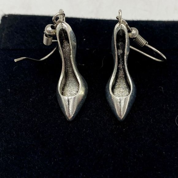 Silver High Heel Shoe Earrings - Picture 8 of 12